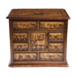 A SOUTH GERMAN MARQUETRY TABLE CABINET PROBABLY AUGSBURG, 17TH CENTURY AND LATER the hinged top