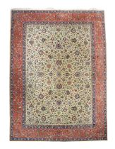 A FINE PERSIAN CARPET PROBABLY TABRIZ, NORTH WEST PERSIA, C.1950 the pale celadon field with an