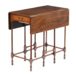 A GEORGE III MAHOGANY SPIDER LEG TABLE LATE 18TH CENTURY the drop-leaf top above a frieze drawer and