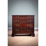 AN EARLY GEORGE III MAHOGANY CHEST C.1760-70 the caddy moulded top above four graduated long