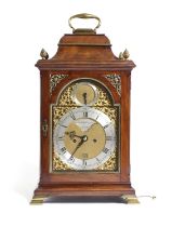 A GEORGE III MAHOGANY BRACKET CLOCK BY JAMES TREGENT, LONDON, C.1770-80 the brass eight day twin