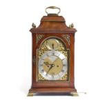 A GEORGE III MAHOGANY BRACKET CLOCK BY JAMES TREGENT, LONDON, C.1770-80 the brass eight day twin