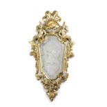 A PAIR OF ITALIAN GILTWOOD CARTOUCHE SHAPED MIRRORS VENETIAN, IN ROCOCO STYLE, 19TH CENTURY each