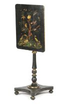 A REGENCY EBONISED, GILT AND PAINTED OCCASIONAL TABLE EARLY 19TH CENTURY the rounded rectangular
