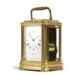 A GILT BRASS PETITE SONNERIE CARRIAGE CLOCK BY HUNT & ROSKELL, C.1880 the brass eight day,