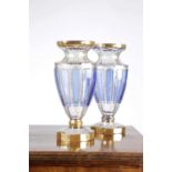 A PAIR OF VENETIAN GLASS VASES 20TH CENTURY of dodecahedral shouldered form, each with a faceted
