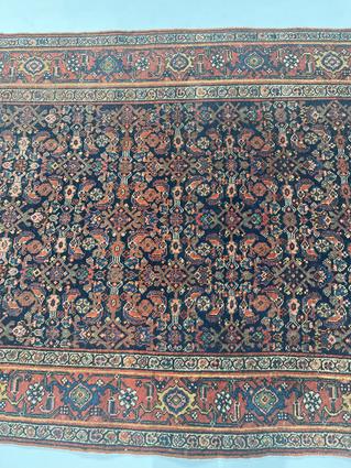 A BIDJAR RUG PERSIAN KURDISTAN, C.1900 the indigo Herati field enclosed by madder borders of samovar - Image 3 of 5