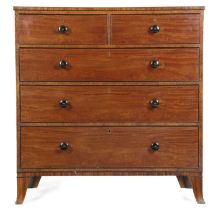 A REGENCY SATINWOOD CHEST IN THE MANNER OF GILLOWS, 19TH CENTURY with ebony edging and fitted with