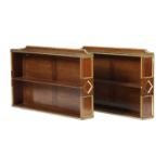 A PAIR OF NORTH EUROPEAN MAHOGANY WALL SHELVES BALTIC, 19TH CENTURY with parcel-gilt decoration, the