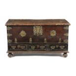 A TEAK AND BRASS MOUNTED 'ZANZIBAR' OR ARAB CHEST PROBABLY SHIRAZ, 18TH CENTURY the mounts with