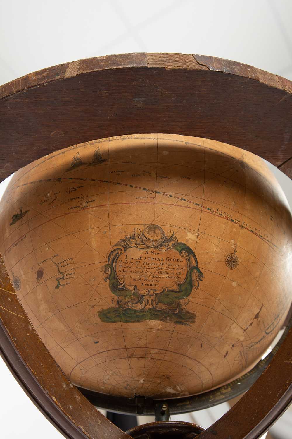 A RARE CHARLES II 14 INCH TERRESTRIAL GLOBE BY ROBERT MORDEN, WILLIAM BERRY AND PHILIP LEA, - Image 2 of 3