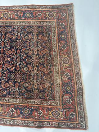 A BIDJAR RUG PERSIAN KURDISTAN, C.1900 the indigo Herati field enclosed by madder borders of samovar - Image 5 of 5