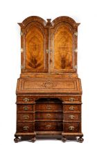 A NORTH EUROPEAN FIELD MAPLE AND WALNUT BUREAU BOOKCASE POSSIBLY SWEDISH, 18TH CENTURY AND LATER