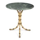 A VICTORIAN CAST IRON AND MARBLE FAUX BAMBOO TABLE LATE 19TH CENTURY the naturalistically painted