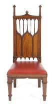 A GEORGE IV OAK GOTHIC REVIVAL CHAIR BY JOHN KENDELL & CO, LEEDS (FL. 1783-1863), C.1825-30 with a