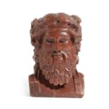 AN ITALIAN ROSSO ANTICO GRAND TOUR BUST 19TH CENTURY probably of the god Jupiter, carved with a long