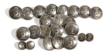 A MATCHED SET OF PLATED LIVERY BUTTONS BY C.PITT AND CO. AND FIRMIN OF LONDON, 19TH CENTURY