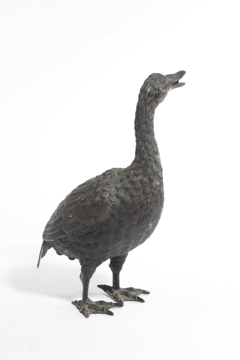 A JAPANESE BRONZE MODEL OF A DUCK MEIJI PERIOD, LATE 19TH CENTURY naturalistically modelled standing - Image 2 of 2