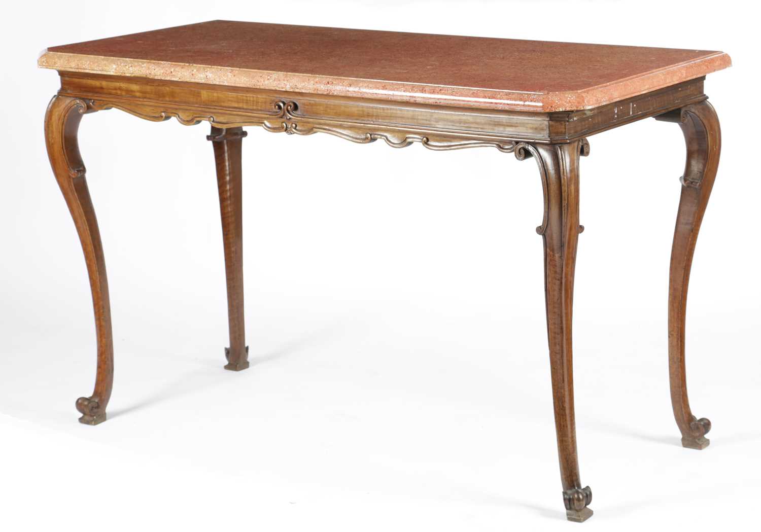 AN ITALIAN WALNUT CONSOLE TABLE POSSIBLY LOMBARDY, 18TH CENTURY AND LATER the later faux marble - Image 2 of 2