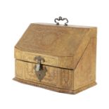 AN ITALIAN BROWN LEATHER STATIONERY BOX LATE 19TH / EARLY 20TH CENTURY with all over gilt tooled