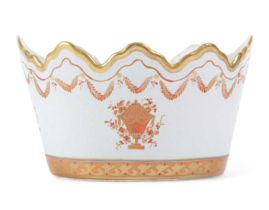 AN ITALIAN PORCELAIN MONTEITH OR WINE COOLER BY MOTTAHEDEH, 20TH CENTURY of oval form, decorated