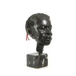 Φ λ A BRONZE PORTRAIT BUST TITLED "O AFRICA" BY CLAUDINE TOP (AUSTRALIAN , 20TH CENTURY) of a Kenyan