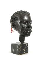 Φ λ A BRONZE PORTRAIT BUST TITLED "O AFRICA" BY CLAUDINE TOP (AUSTRALIAN , 20TH CENTURY) of a Kenyan