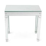 A MODERN MIRRORED TABLE SECOND HALF 20TH CENTURY the loose top on square tapering legs 63.3cm