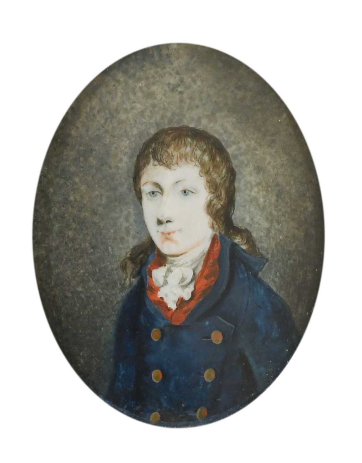 λ λ SCOTTISH SCHOOL 18TH CENTURY Portrait miniature of William Hay, as a child with his dog Oval, in - Image 3 of 7