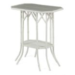 A VICTORIAN PAINTED BAMBOO OCCASIONAL TABLE LATE 19TH CENTURY with eight legs united by an undertier