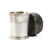 A VICTORIAN SILVER COLLAPSIBLE BEAKER BY THOMAS JOHNSON, LONDON 1863, RETAILED BY BRIGGS of tapering