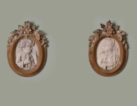 A RARE PAIR OF ITALIAN WHITE MARBLE RELIEF PORTRAITS OF AN OTTOMAN SULTAN AND HIS WIFE ATTRIBUTED TO