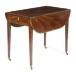 A LATE GEORGE III MAHOGANY PEMBROKE TABLE PROBABLY SCOTTISH, EARLY 19TH CENTURY inlaid with