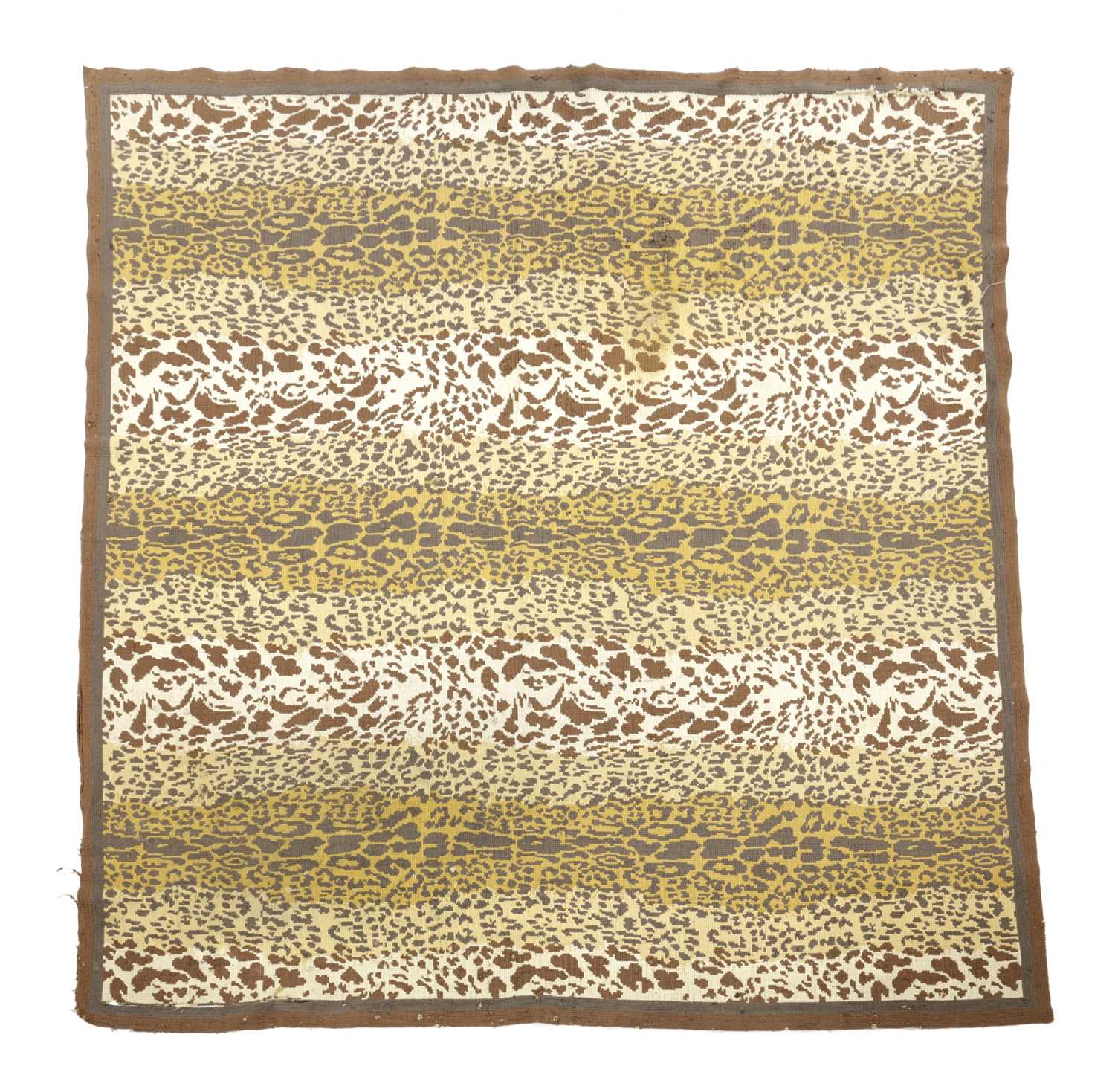 A PORTUGUESE FLAT WEAVE RUG OF LEOPARD SKIN DESIGN C.1930 enclosed by narrow borders 240 x 239cm