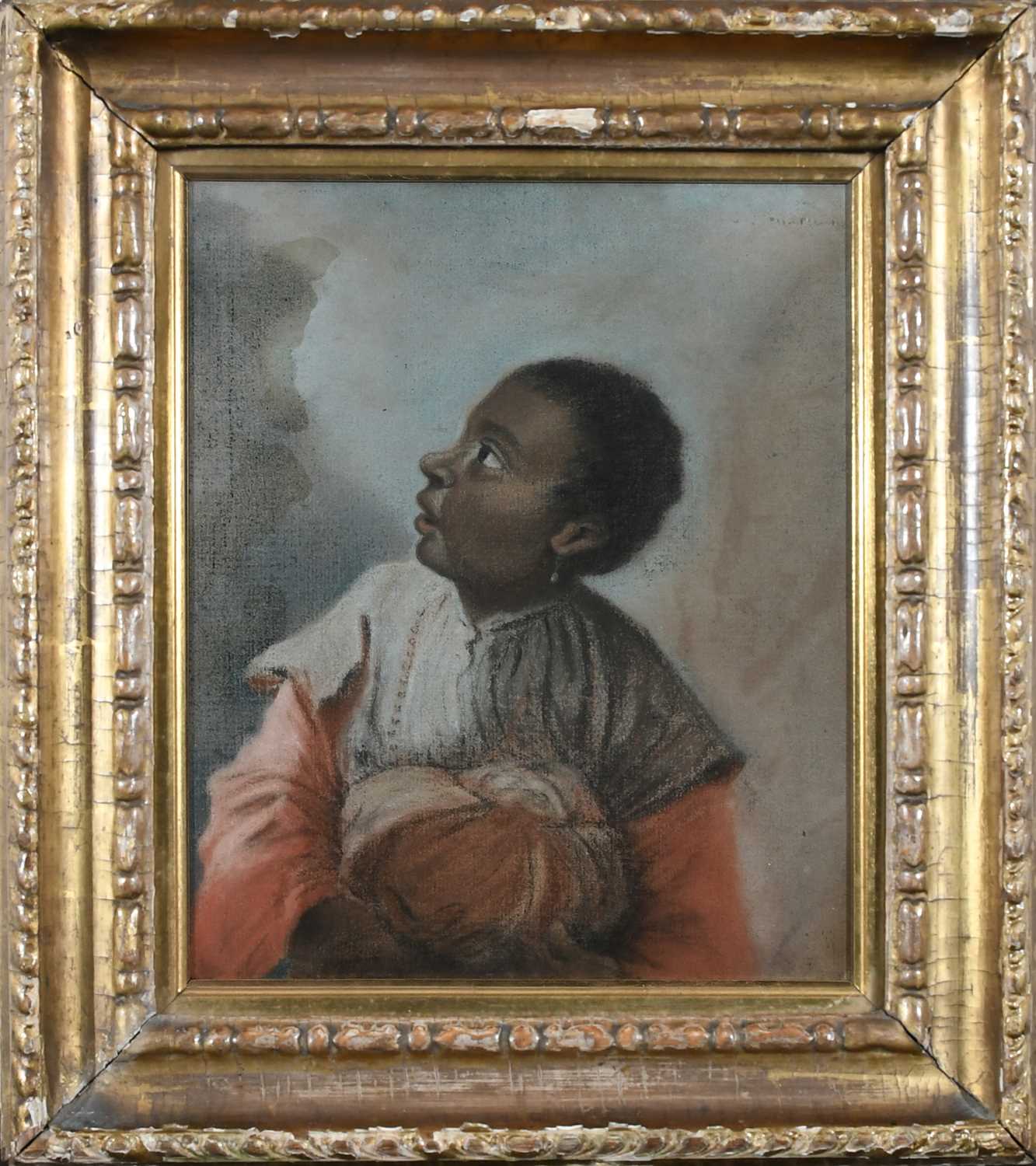 FRENCH SCHOOL, 18TH CENTURY Portrait of a black servant holding a turban Pastel 26.3 x 21.6cm