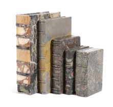 FIVE ITALIAN MARBLE GRAND TOUR 'BOOKS' 19TH CENTURY in a variety of marbles, including one book in