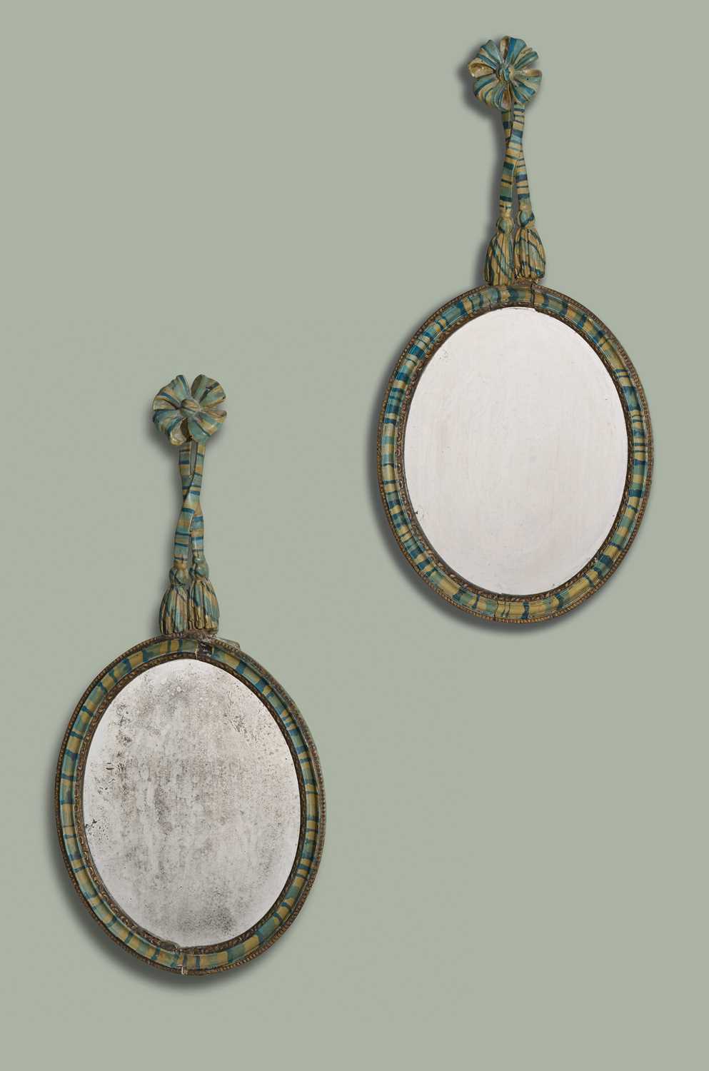 A RARE PAIR OF PAINTED WALL MIRRORS ATTRIBUTED TO JOHN FOWLER, COLEFAX & FOWLER, C.1950-60 each with - Image 2 of 2