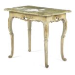 AN ITALIAN PAINTED AND PARCEL GILT SIDE TABLE VENETIAN, 18TH CENTURY AND LATER with a faux marble