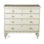 A FAUX BAMBOO PAINTED PINE CHEST DECORATED BY COLEFAX & FOWLER, EARLY 19TH CENTURY AND LATER of