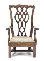A GEORGE III SCOTTISH MAHOGANY CHILD'S ARMCHAIR BY CHARLES DOUGLAS OF YESTER, C.1770 the pierced and