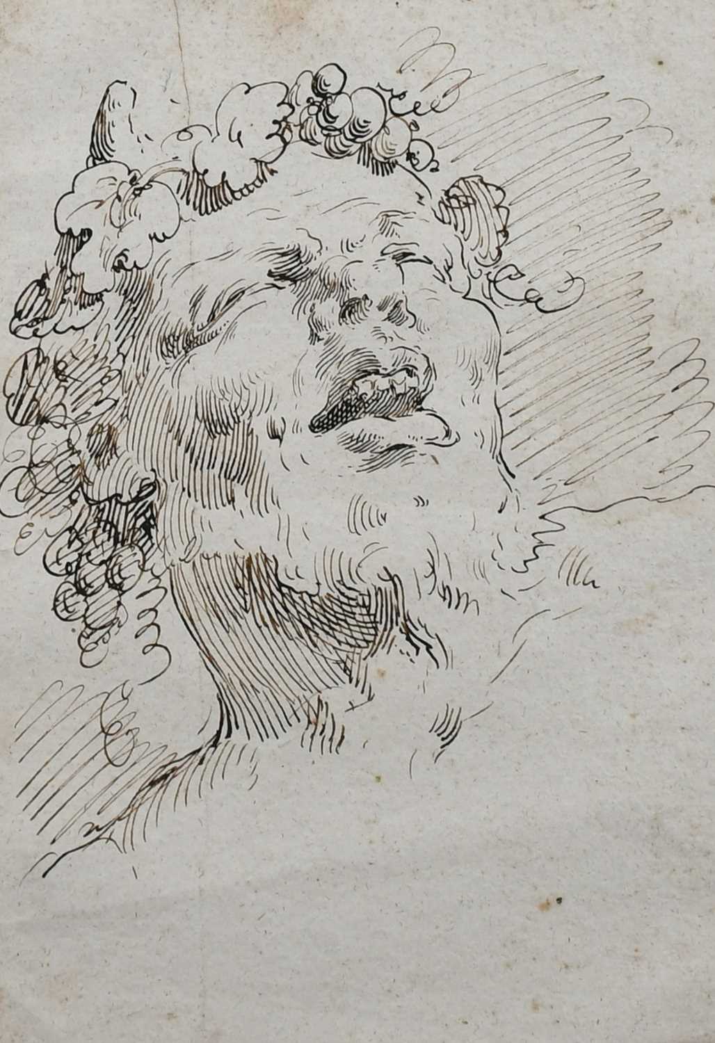 CIRCLE OF PIETRO NOVELLI (1603-1647) Head of a satyr Pen and brown ink within brown ink framing - Image 4 of 4