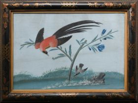 ATTRIBUTED TO VITTORIO MARIA RAINERI (ITALIAN 1797-1869) EXOTIC BIRDS IN A LANDSCAPE Tempera on