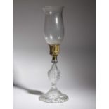 A REGENCY GLASS STORM LANTERN EARLY 19TH CENTURY the later shade above a stiff leaf and guilloche