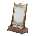 A GEORGE II MAHOGANY DRESSING TABLE MIRROR POSSIBLY SCOTTISH, C.1750-60 with a carved giltwood