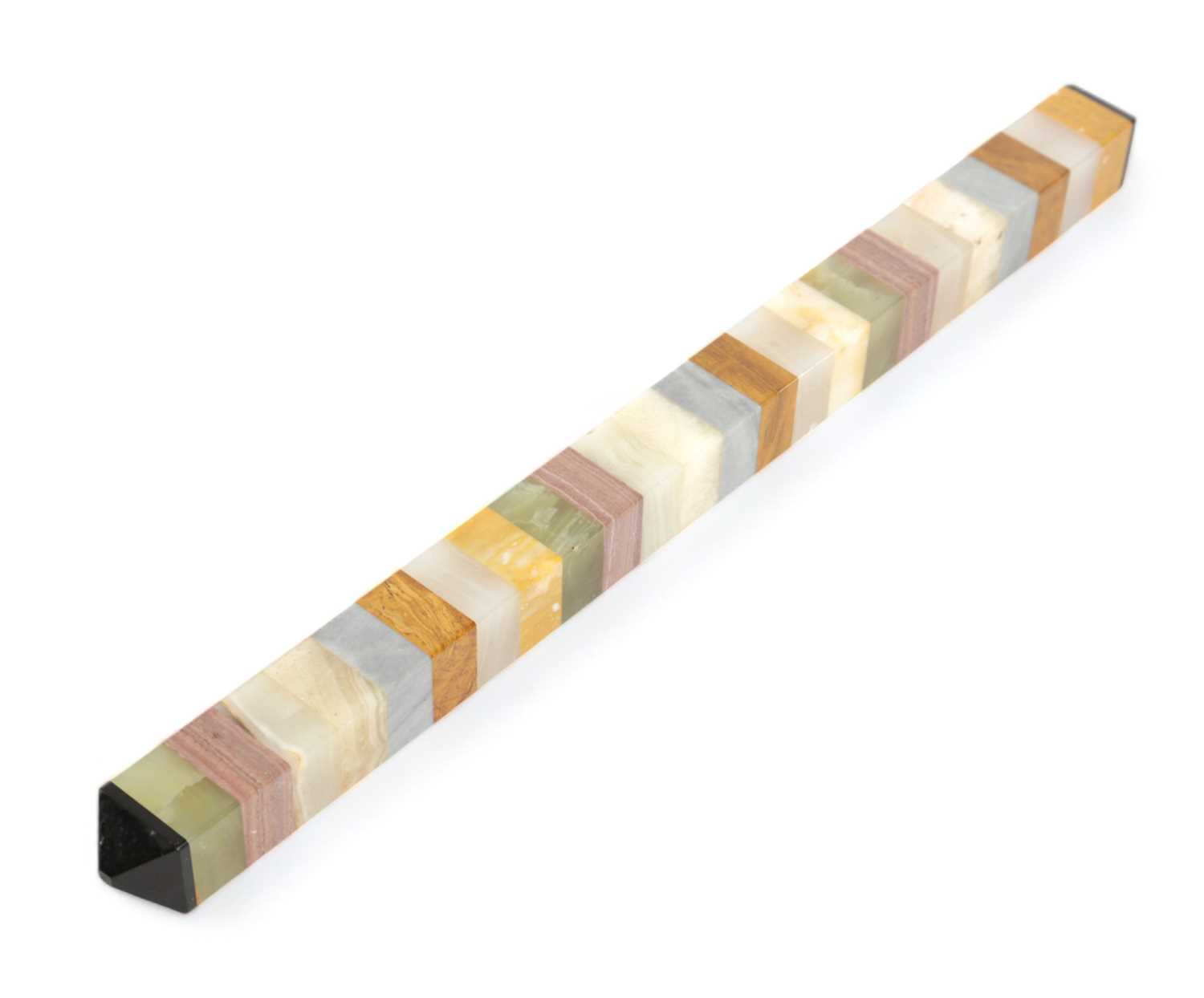 A SPECIMEN MARBLE AND HARDSTONE RULER LATE 19TH CENTURY with Siena marble and Algerian onyx and