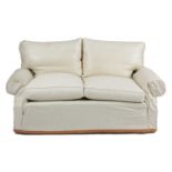 A MODERN TWO SEATER SOFA POSSIBLY BY PETER DUDGEON, 20TH CENTURY with a serpentine back, on