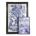 A DELFT POTTERY BLUE AND WHITE TILE PANEL 19TH CENTURY comprising: twenty-four tiles depicting an