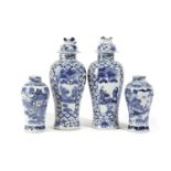 A PAIR OF CHINESE PORCELAIN BLUE AND WHITE VASES AND COVERS EARLY 20TH CENTURY of inverted