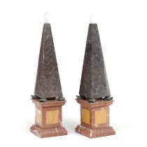 A PAIR OF ITALIAN MARBLE GRAND TOUR OBELISKS FLORENCE, 20TH CENTURY each with bronze turtle supports