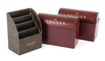 A PAIR OF YESTER HOUSE RED LEATHER BOUND STATIONERY BOXES LATE 19TH CENTURY the domed covers gilt